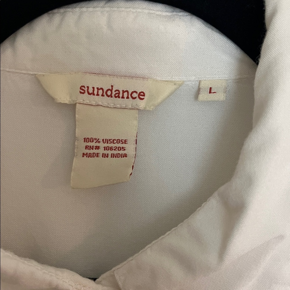 🏷 Sundance White Embroidered Button Down Shirt - Picture 3 of 10